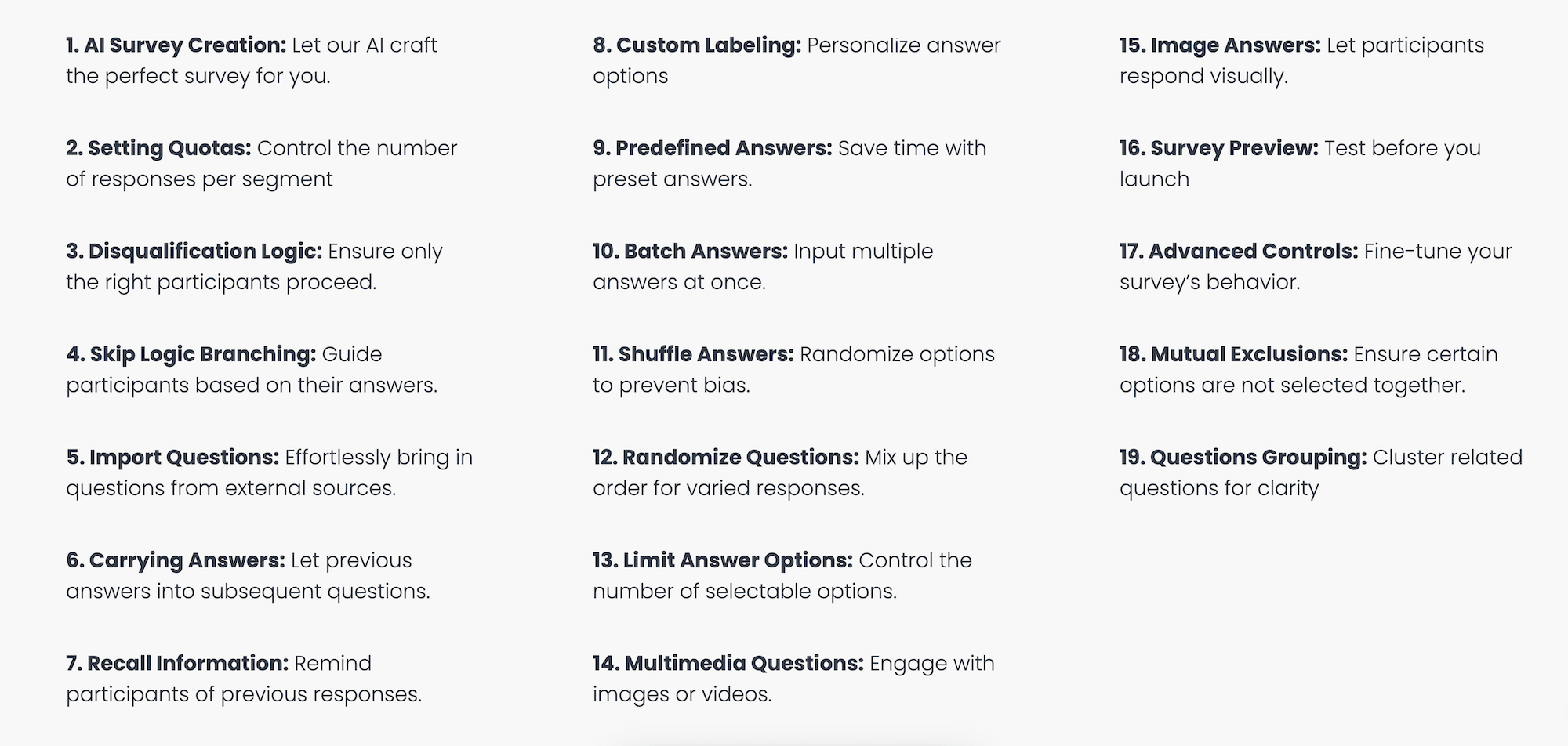 Over 19 Advanced Survey Features with Pollfish