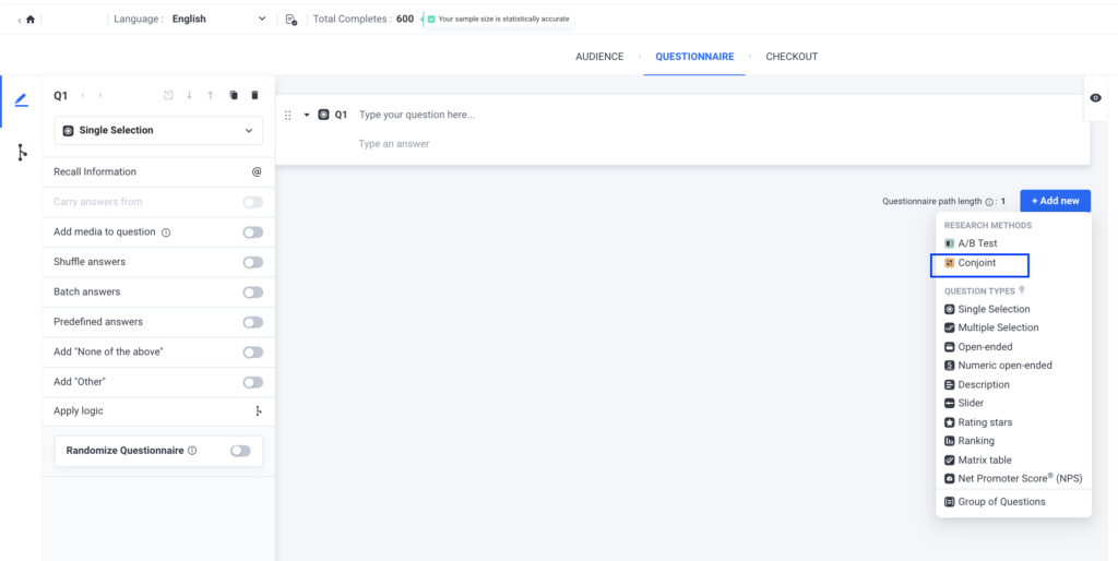 Add Conjoint Method to Your Survey