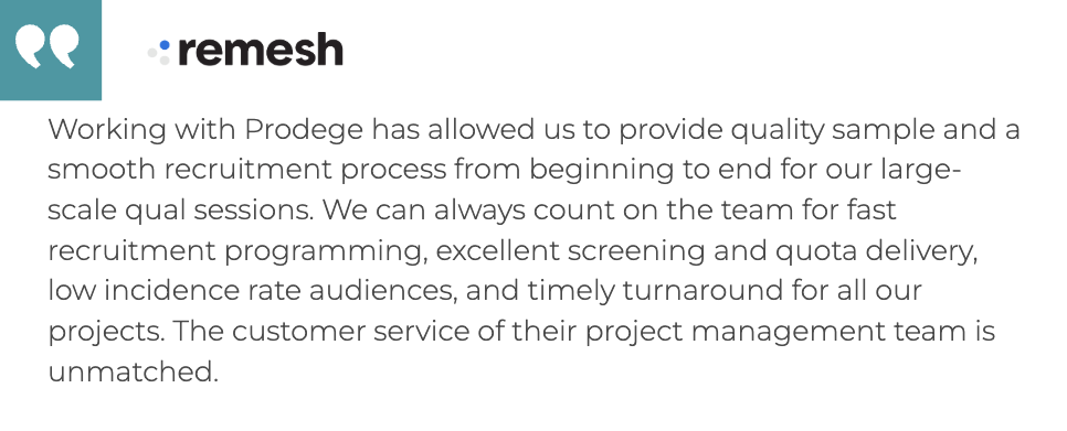 Prodege Testimonial from Remesh