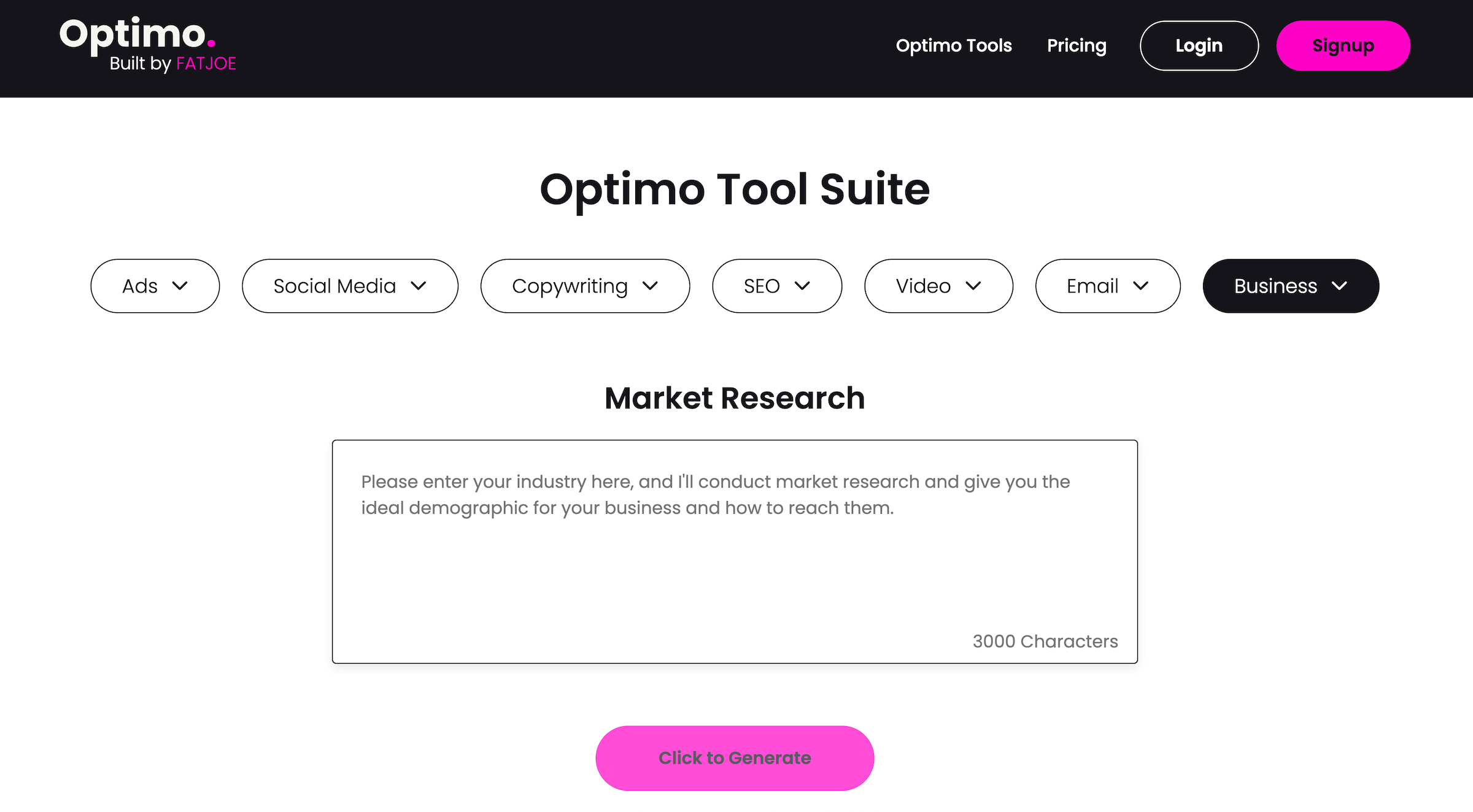 Optimo homepage: Optimo Tool Suite