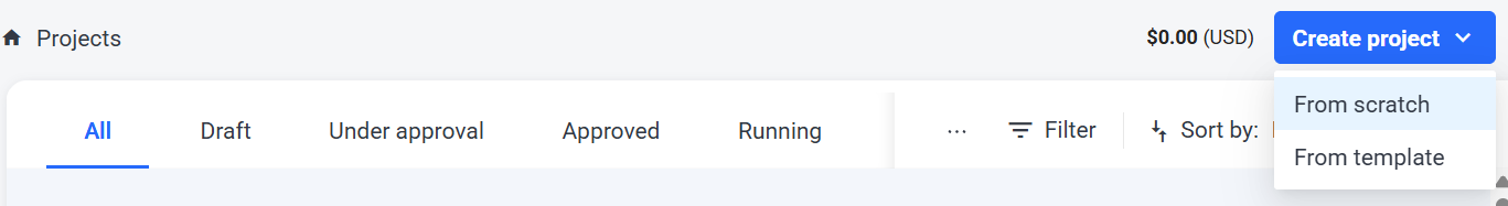 Pollfish template: Create project from scratch